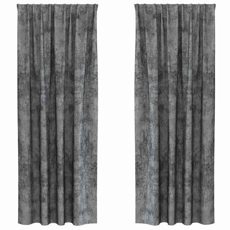 VidaXL Samtvorhänge mit Gardinen 2 Stück Grau 245 x 140 cm Samt