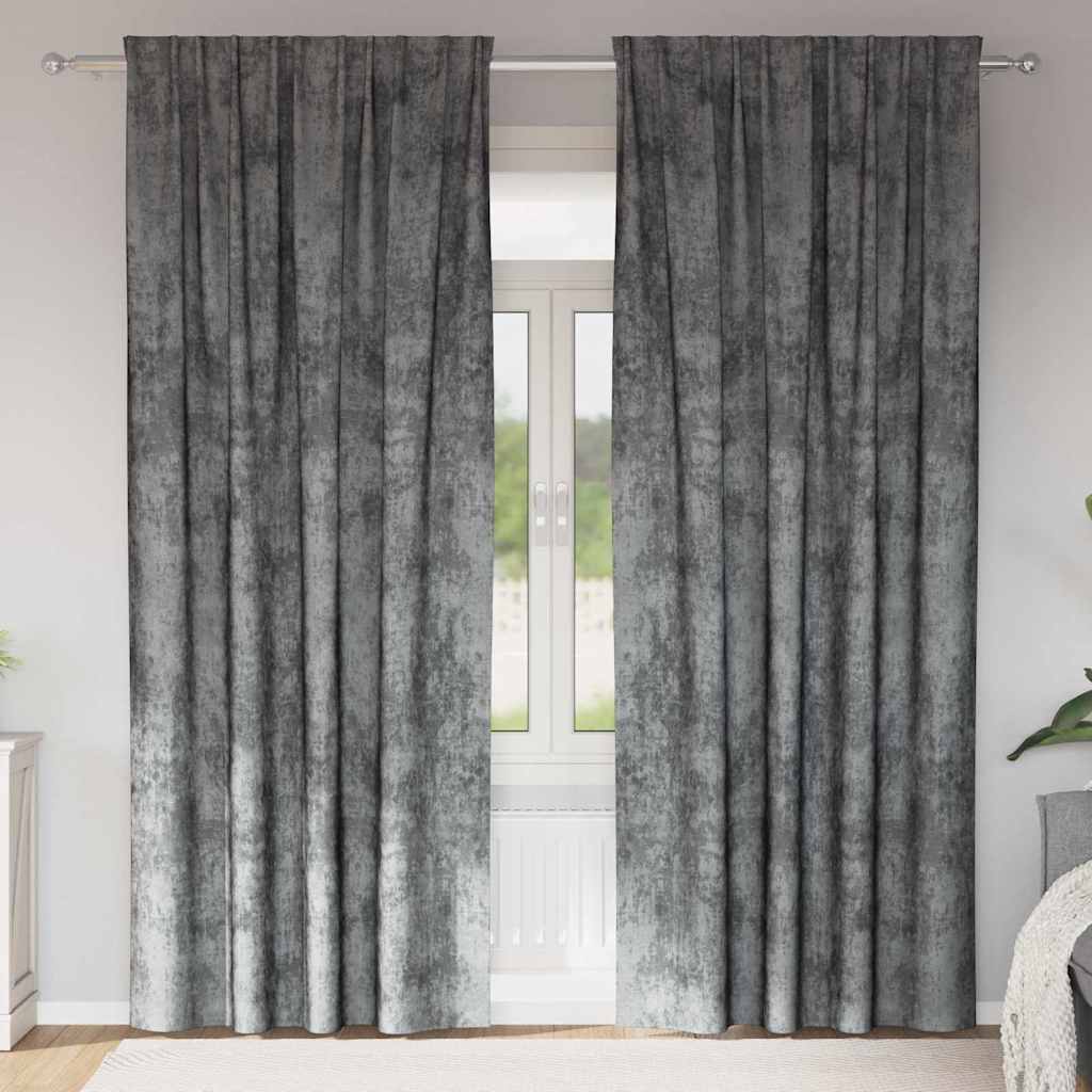 VidaXL Samtvorhänge mit Gardinen 2 Stück Grau 260 x 140 cm Samt