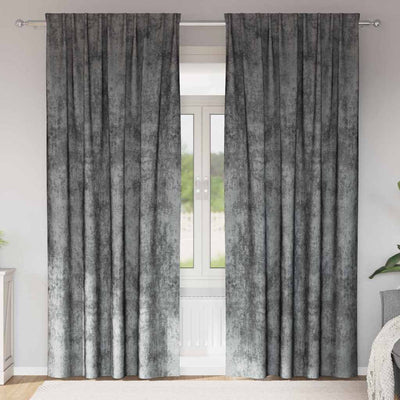 VidaXL Samtvorhänge mit Gardinen 2 Stück Grau 260 x 140 cm Samt