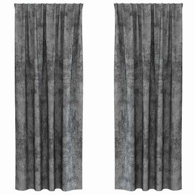 VidaXL Samtvorhänge mit Gardinen 2 Stück Grau 260 x 140 cm Samt