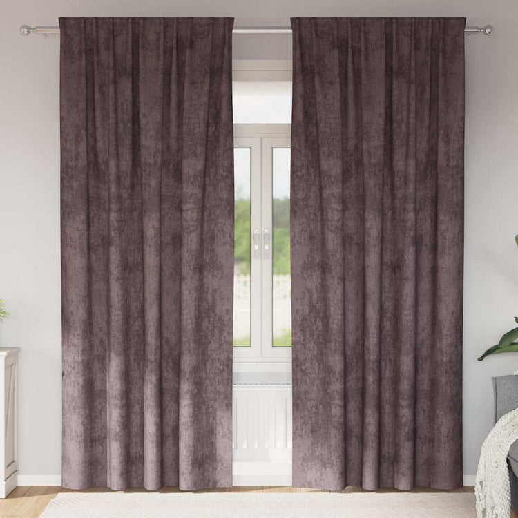 VidaXL Samtvorhänge mit Vorhängen 2 Stück braun 245 x 140 cm Samt