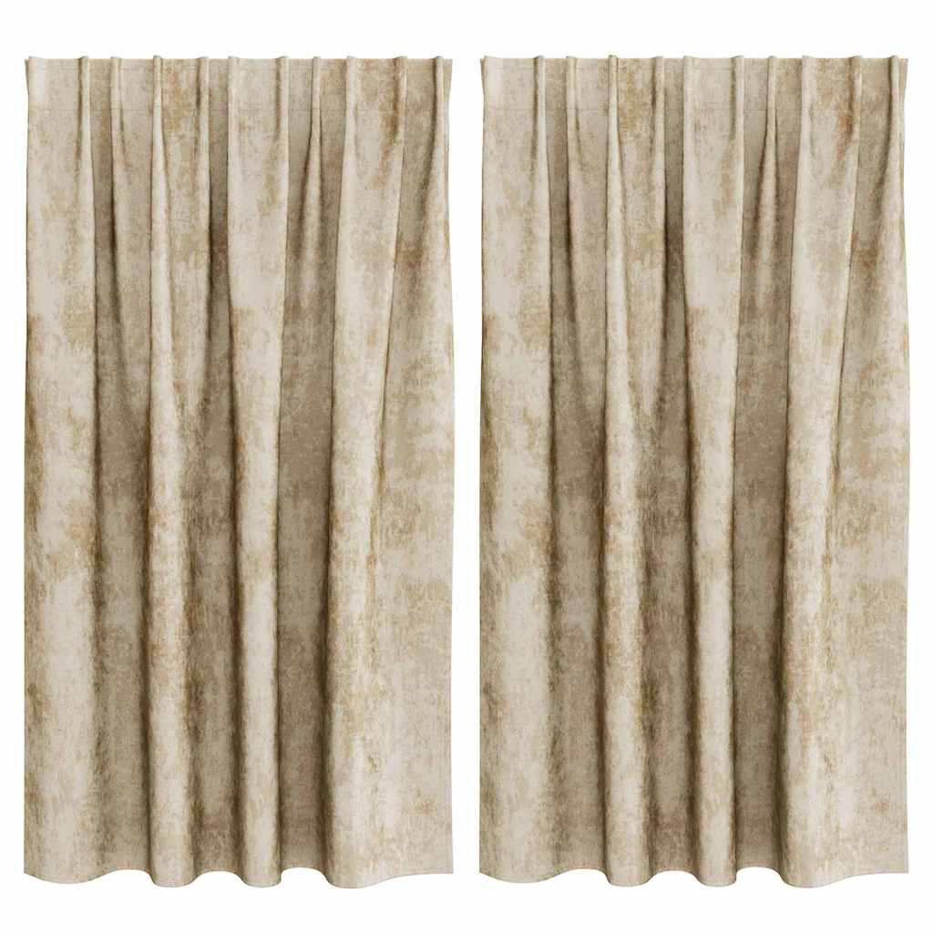 VidaXL Samtvorhänge mit Gardinen 2 Stück Creme 140 x 140 cm Samt