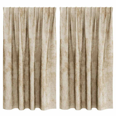 VidaXL Samtvorhänge mit Gardinen 2 Stück Creme 140 x 140 cm Samt