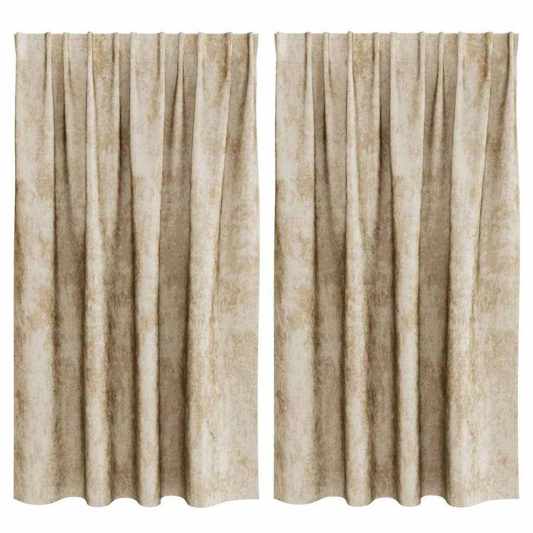 VidaXL Samtvorhänge mit Gardinen 2 Stück Creme 140 x 140 cm Samt