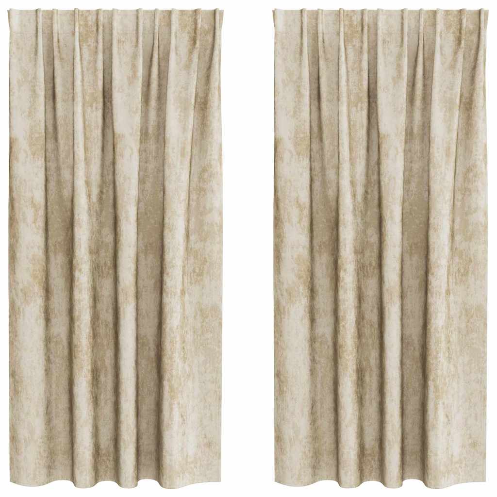 VidaXL Samtvorhänge mit Gardinen 2 Stück Creme 175 x 140 cm Samt