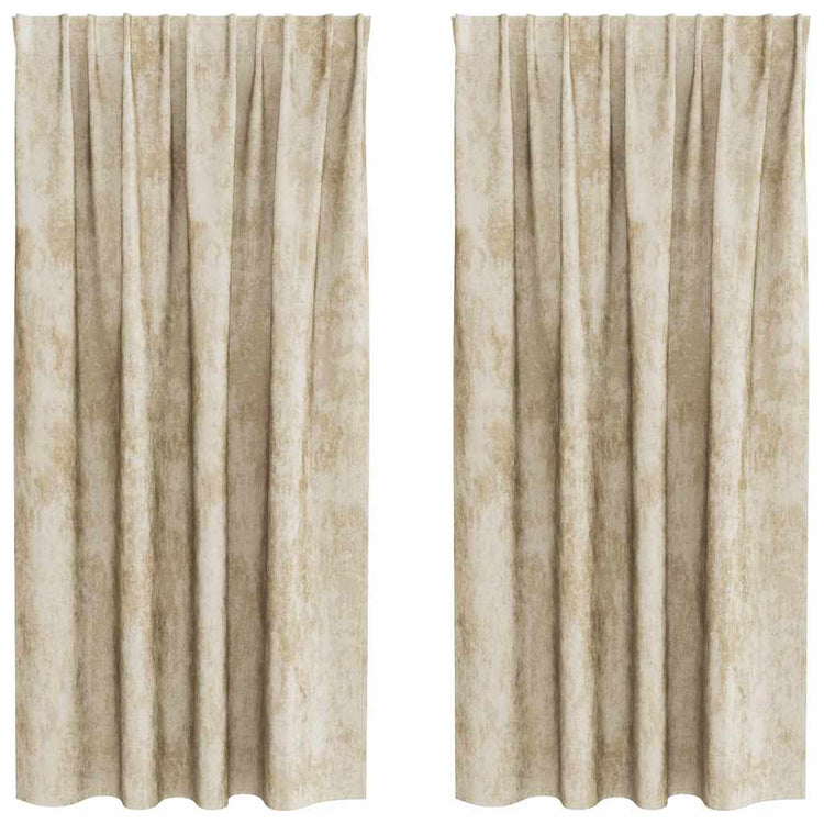 VidaXL Samtvorhänge mit Gardinen 2 Stück Creme 175 x 140 cm Samt