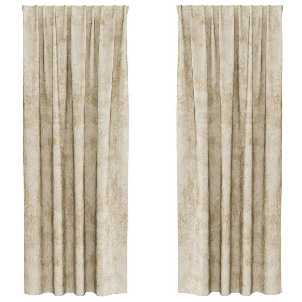 VidaXL Samtvorhänge mit Gardinen 2 Stück Creme 245 x 140 cm Samt