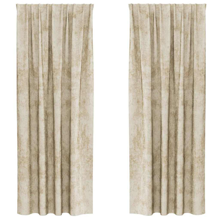 VidaXL Samtvorhänge mit Gardinen 2 Stück Creme 245 x 140 cm Samt