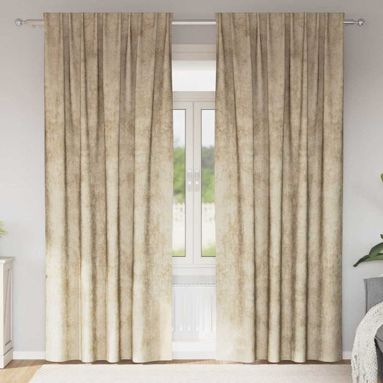 VidaXL Samtvorhänge mit Gardinen 2 Stück Creme 260 x 140 cm Samt