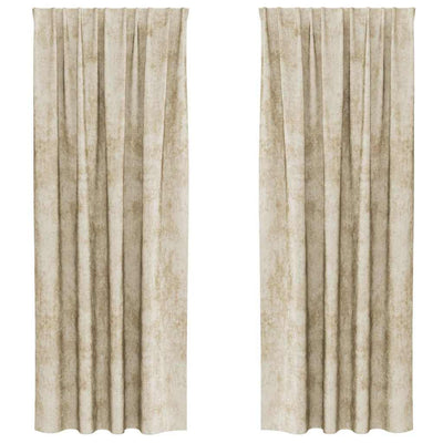 VidaXL Samtvorhänge mit Gardinen 2 Stück Creme 260 x 140 cm Samt