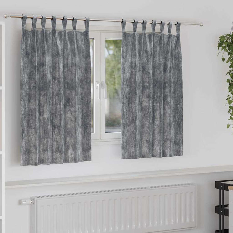VidaXL Samtvorhänge mit Gardinen 2 Stück Grau 140 x 140 cm Samt