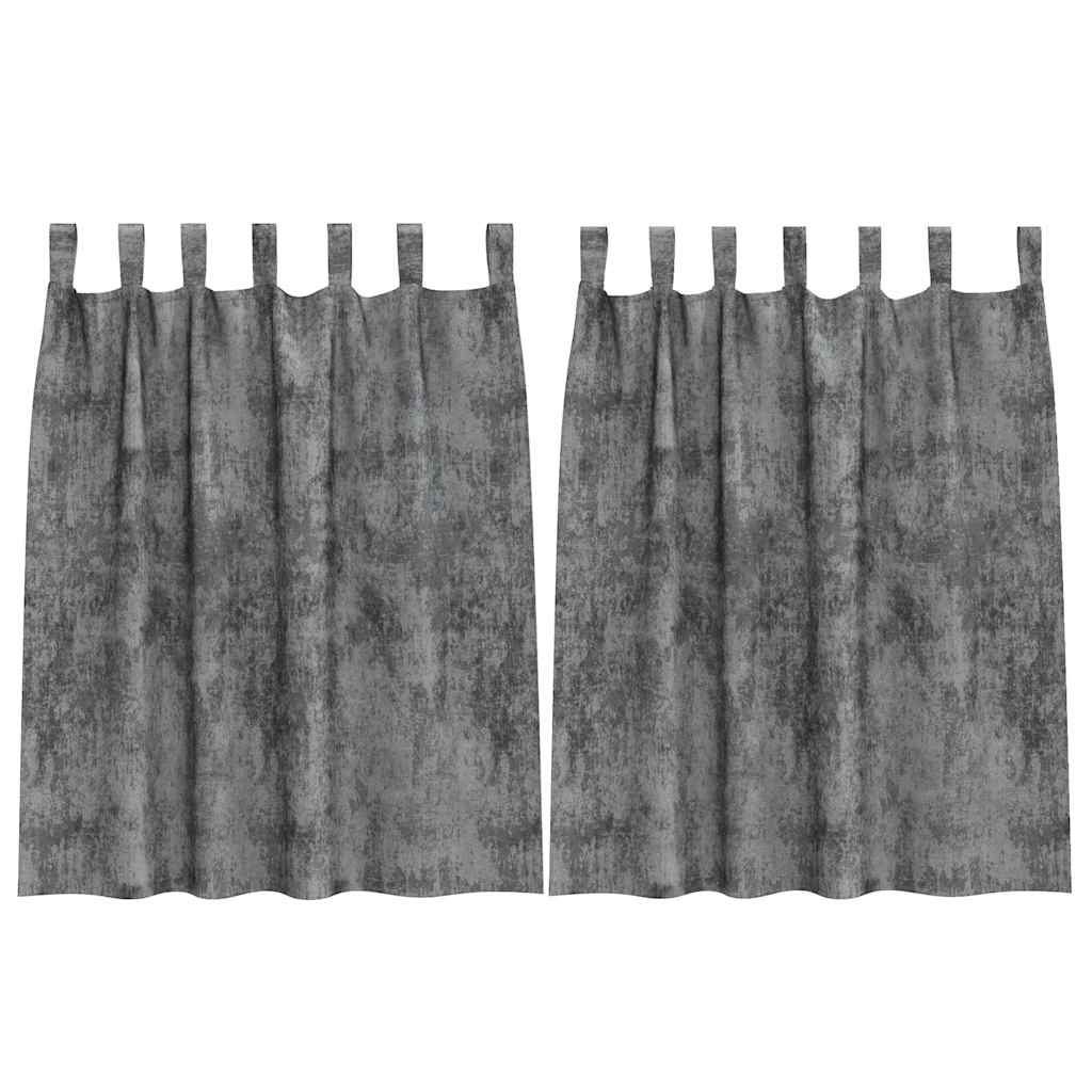 VidaXL Samtvorhänge mit Gardinen 2 Stück Grau 140 x 140 cm Samt
