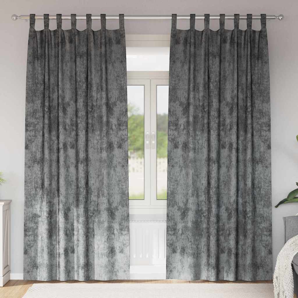 VidaXL Samtvorhänge mit Gardinen 2 Stück Grau 225 x 140 cm Samt