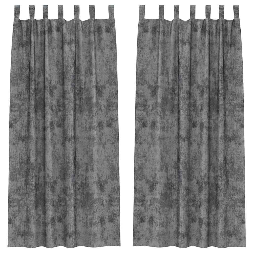 VidaXL Samtvorhänge mit Gardinen 2 Stück Grau 260 x 140 cm Samt