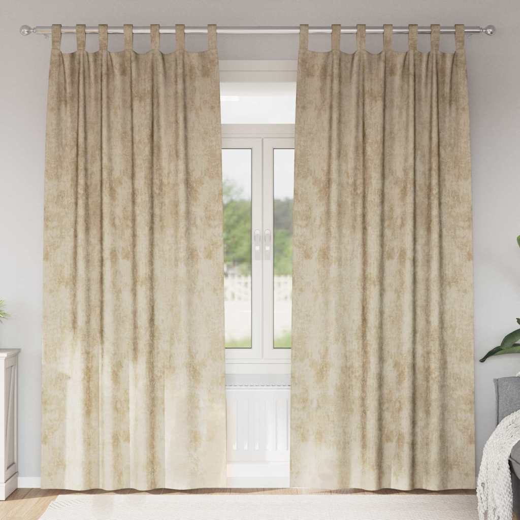 VidaXL Samtvorhänge mit Gardinen 2 Stück Creme 260 x 140 cm Samt