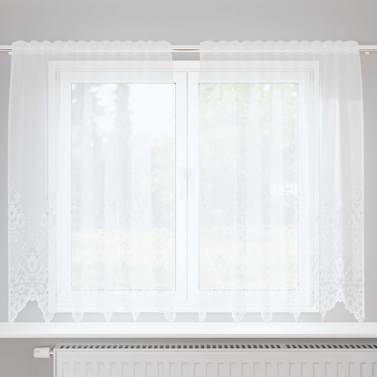 Vidaxx Spitzenvorhang mit Gardinen weiß 150 x 160 cm Polyester