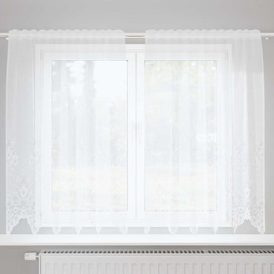 Vidaxx Spitzenvorhang mit Vorhängen Blumen weiß 180 x 150 cm Polyester