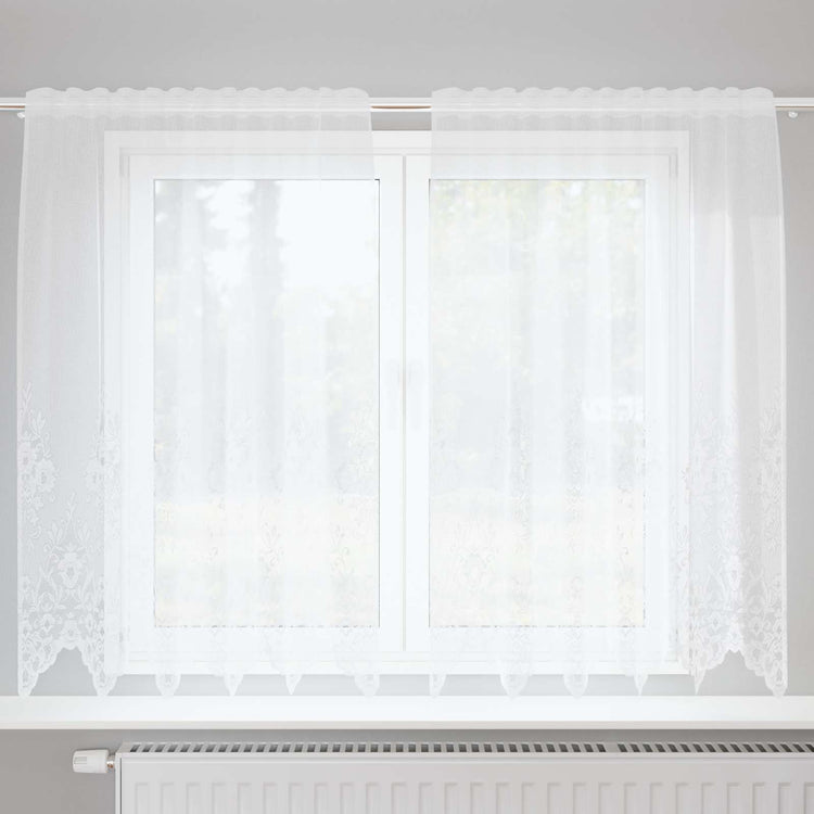 Vidaxx Spitzenvorhang mit Vorhängen Blumen weiß 180 x 150 cm Polyester