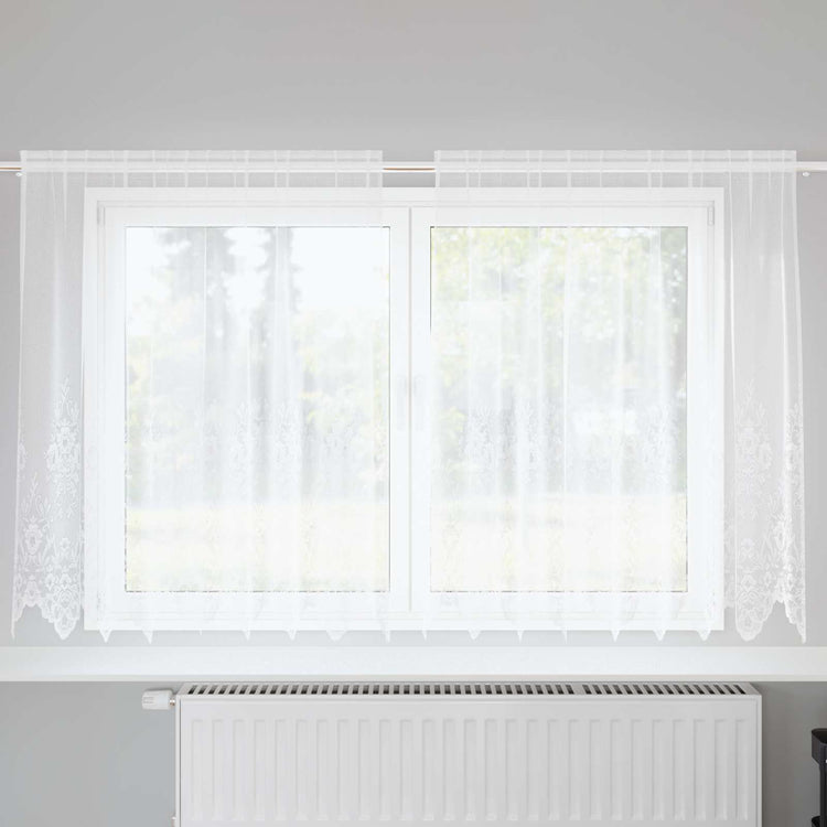 Vidaxx Spitzenvorhang mit Vorhängen Blumen weiß 140 x 200 cm Polyester