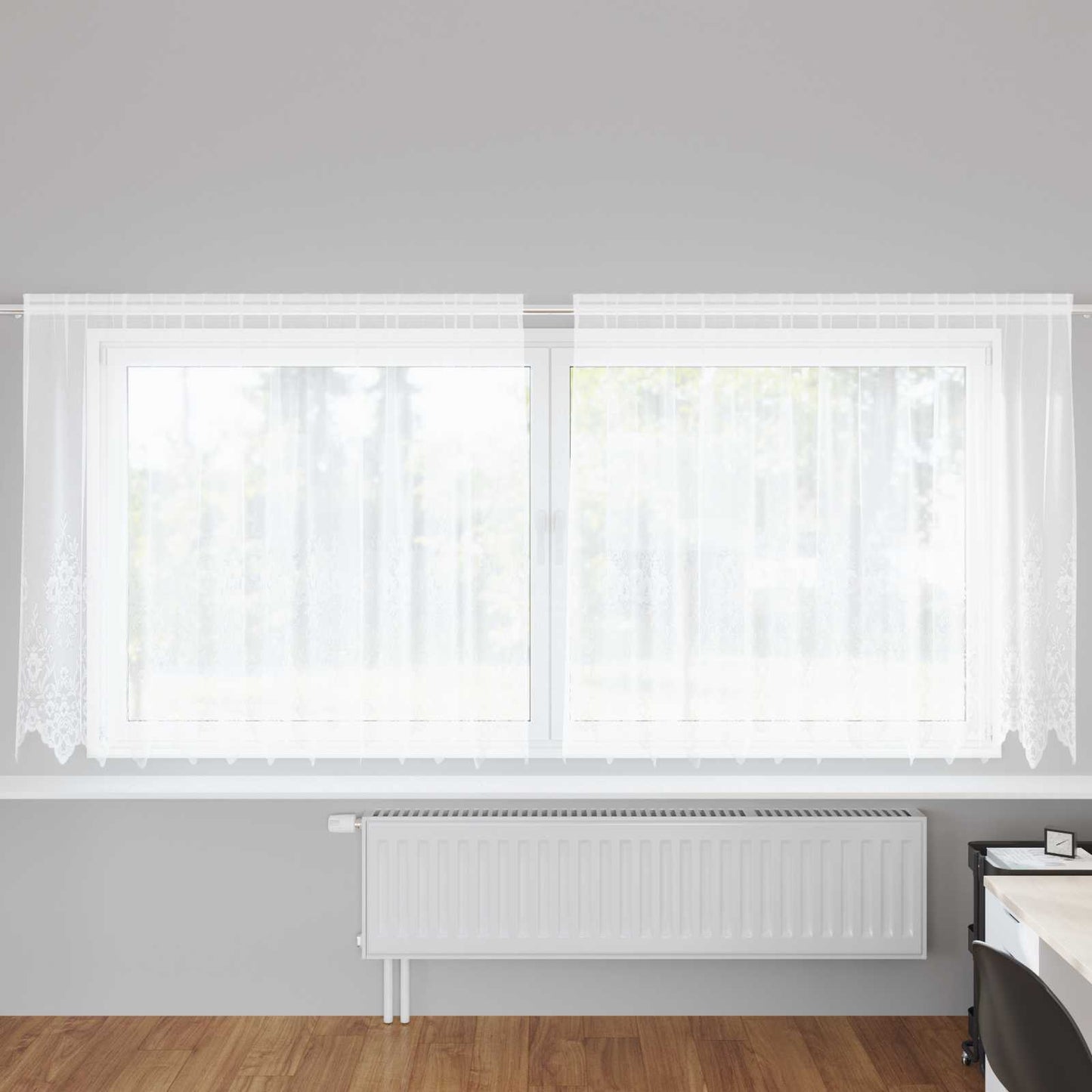 Vidaxx Spitzenvorhang mit Vorhängen Blumen weiß 180 x 300 cm Polyester
