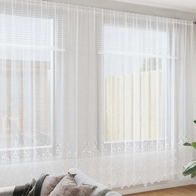 Vidaxx Spitzenvorhang mit Vorhängen Blumen weiß 300 x 400 cm Polyester