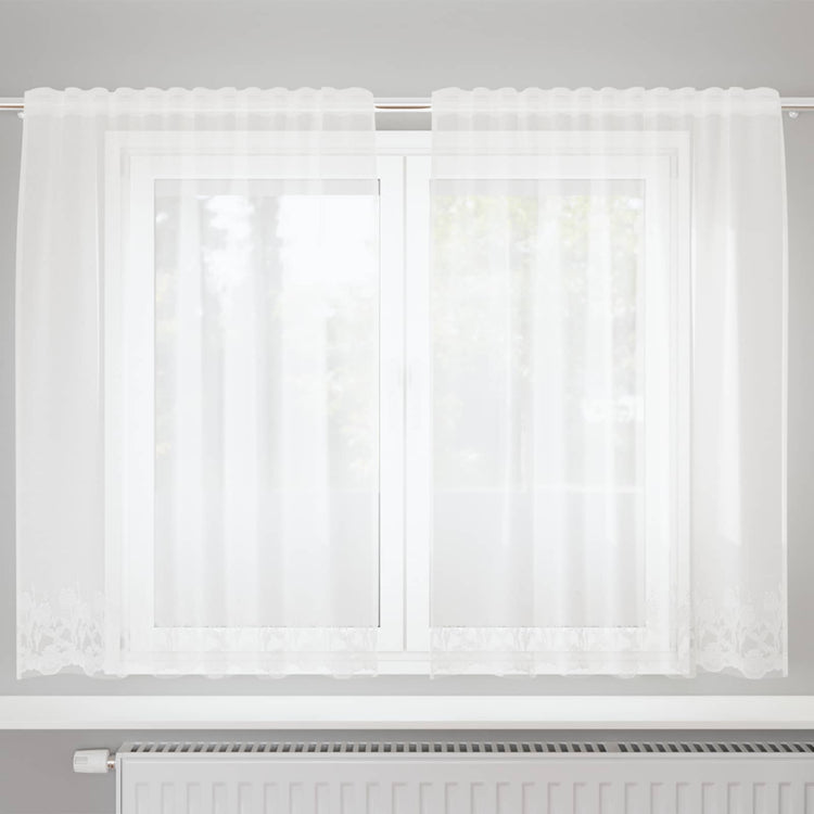 Vidaxx Spitzenvorhang mit Vorhängen Blumen weiß 140 x 150 cm Polyester