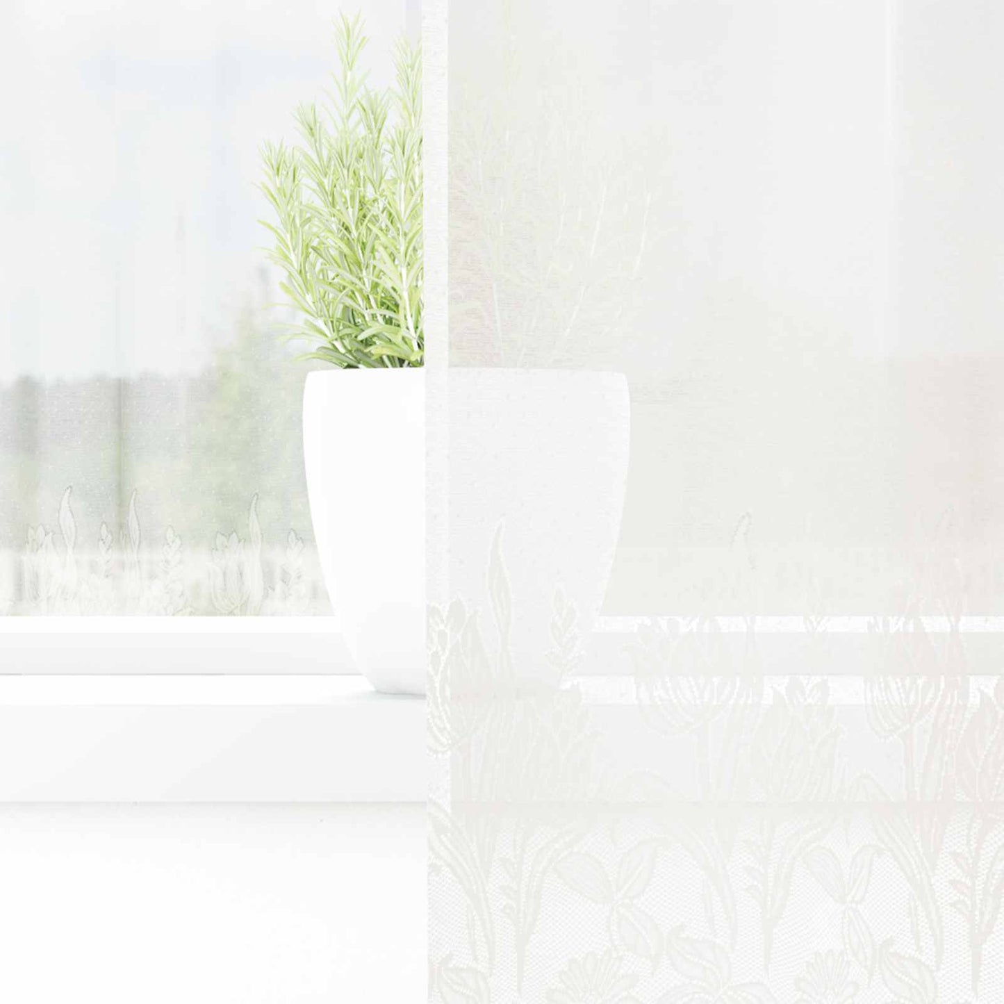 Vidaxx Spitzenvorhang mit Vorhängen Blumen weiß 240 x 150 cm Polyester