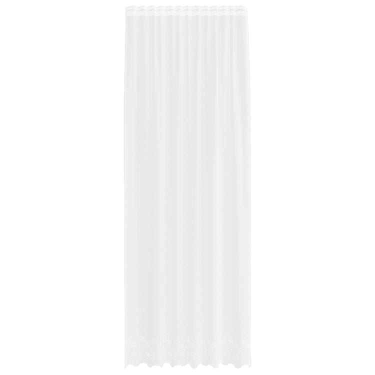 Vidaxx Spitzenvorhang mit Vorhängen Blumen weiß 300 x 150 cm Polyester