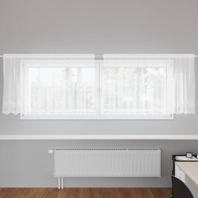 Vidaxx Spitzenvorhang mit Vorhängen Blumen weiß 80 x 300 cm Polyester