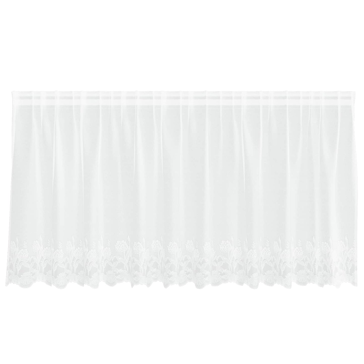 Vidaxx Spitzenvorhang mit Vorhängen Blumen weiß 80 x 300 cm Polyester