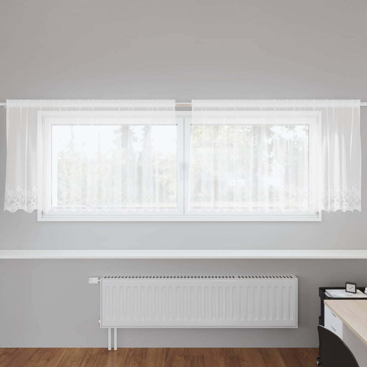Vidaxx Spitzenvorhang mit Vorhängen Blumen weiß 100 x 300 cm Polyester