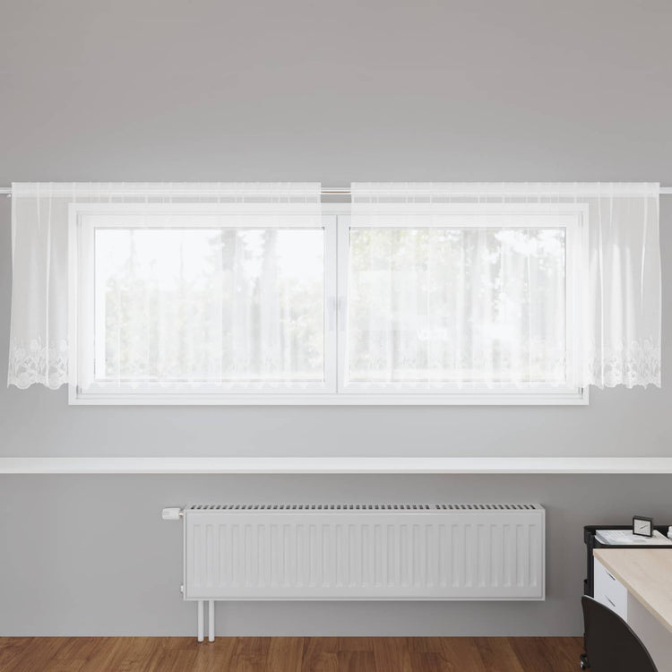 Vidaxx Spitzenvorhang mit Vorhängen Blumen weiß 100 x 300 cm Polyester