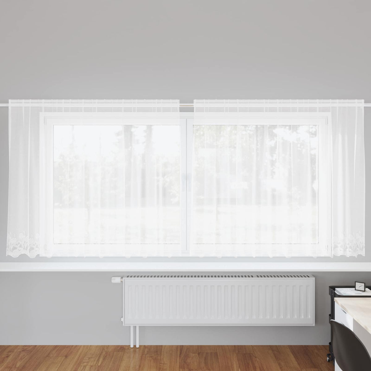 Vidaxx Spitzenvorhang mit Gardinen weiß 300 x 140 cm Polyester