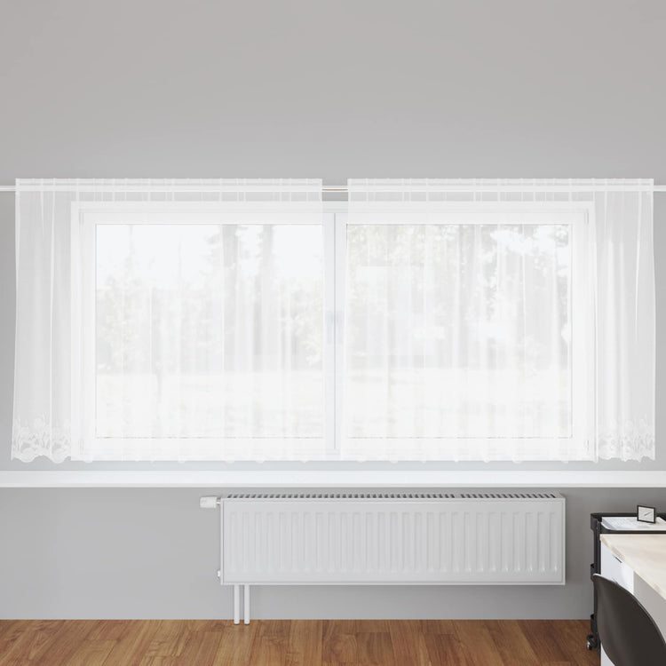 Vidaxx Spitzenvorhang mit Vorhängen Blumen weiß 160 x 300 cm Polyester