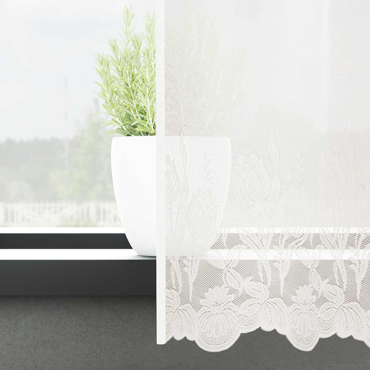 Vidaxx Spitzenvorhang mit Vorhängen Blumen weiß 120 x 400 cm Polyester