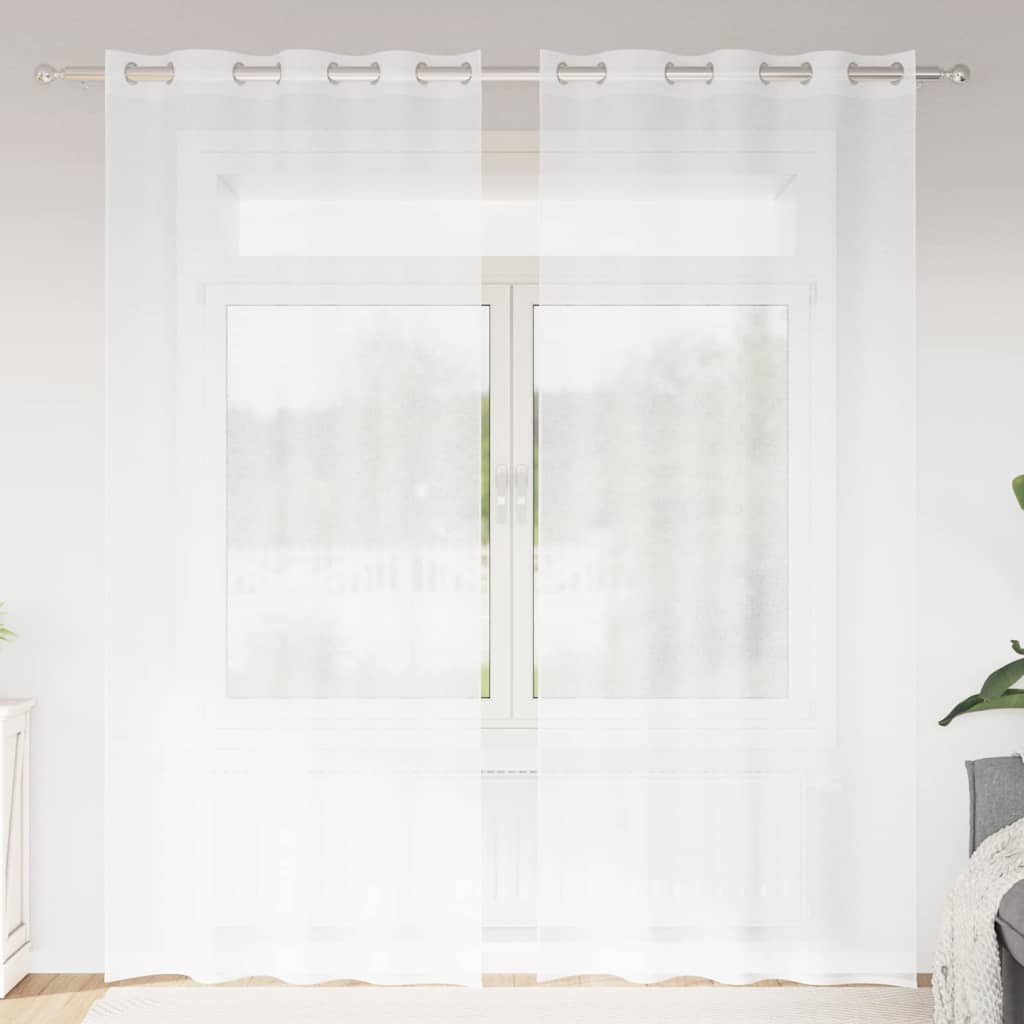 Vidaxx Voile-Vorhang mit Gardinen 2 Stück weiß 260 x 140 cm Polyester