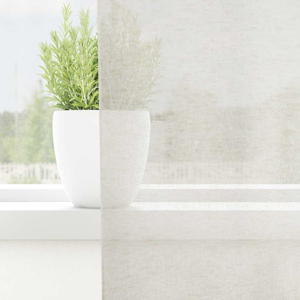 Vidaxl Voile-Vorhang mit Vorhängen, 2 Stück, Creme, 225 x 140 cm, Polyester