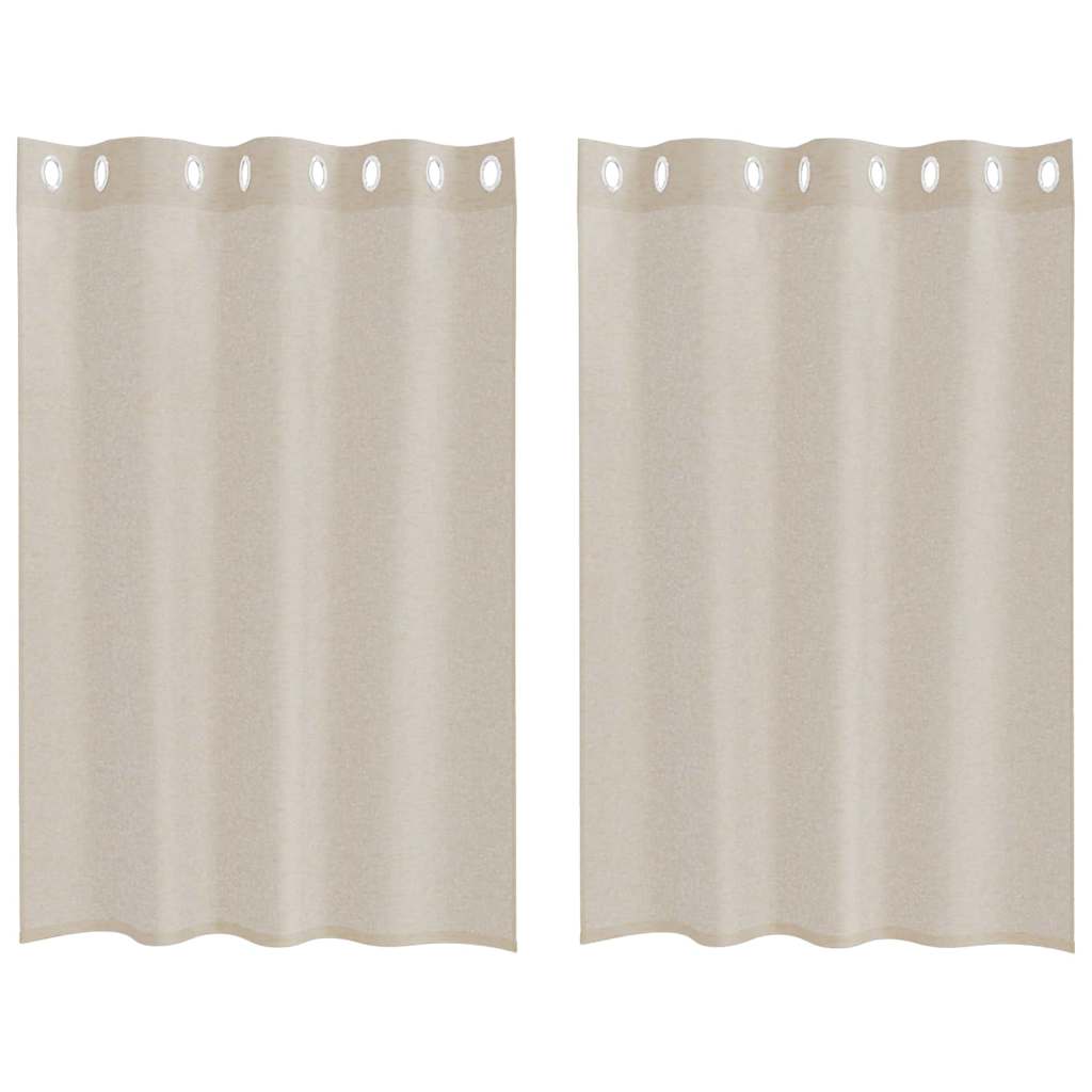 Vidaxl Voile-Vorhang mit Vorhängen 2 Stück Sand 140 x 140 cm Polyester