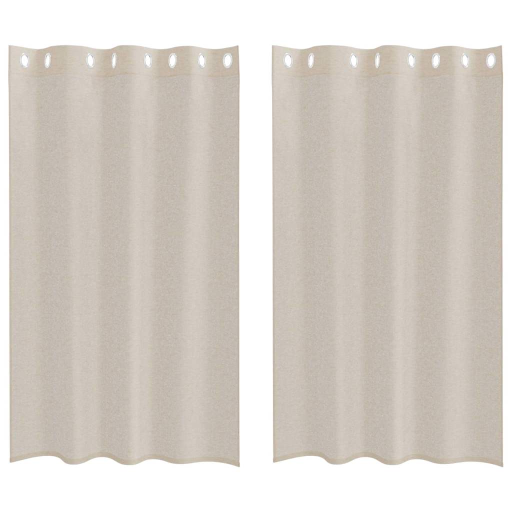Vidaxl Voile-Vorhang mit Vorhängen 2 Stück Sand 175 x 140 cm Polyester