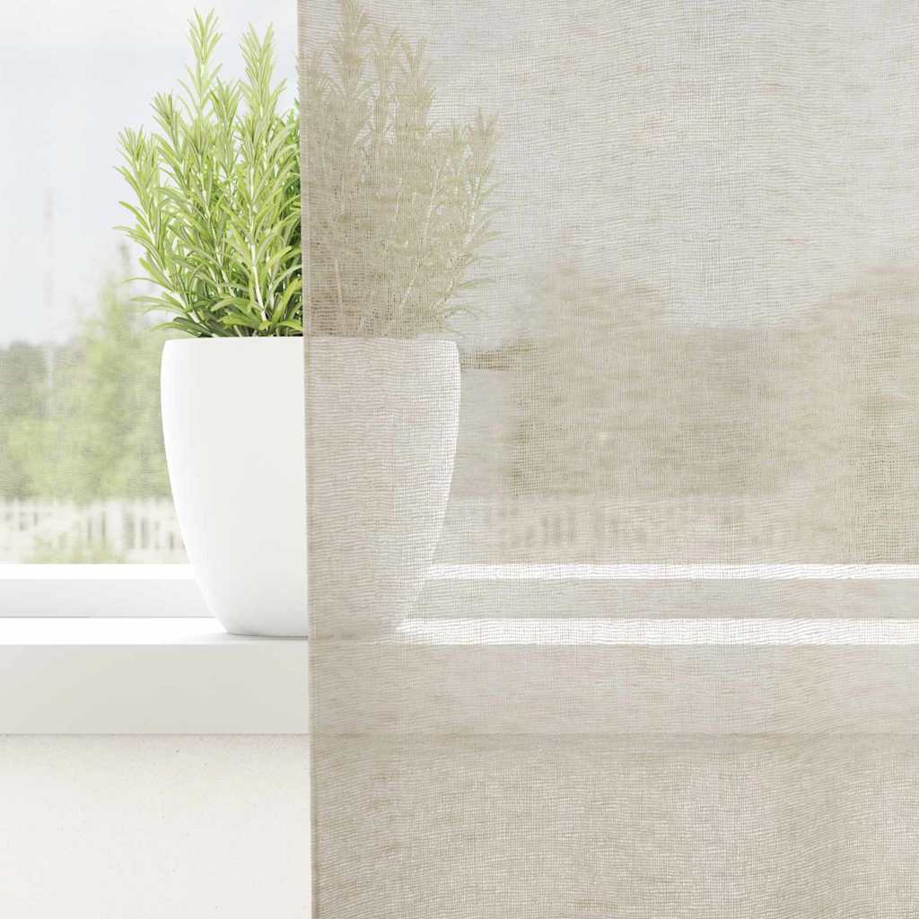 Vidaxl Voile-Vorhang mit Vorhängen 2 Stück Sand 225 x 140 cm Polyester