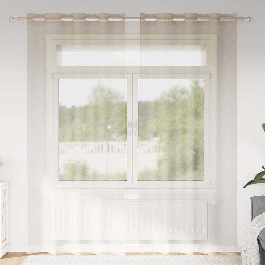 Vidaxl Voile-Vorhang mit Vorhängen 2 Stück Sand 225 x 140 cm Polyester