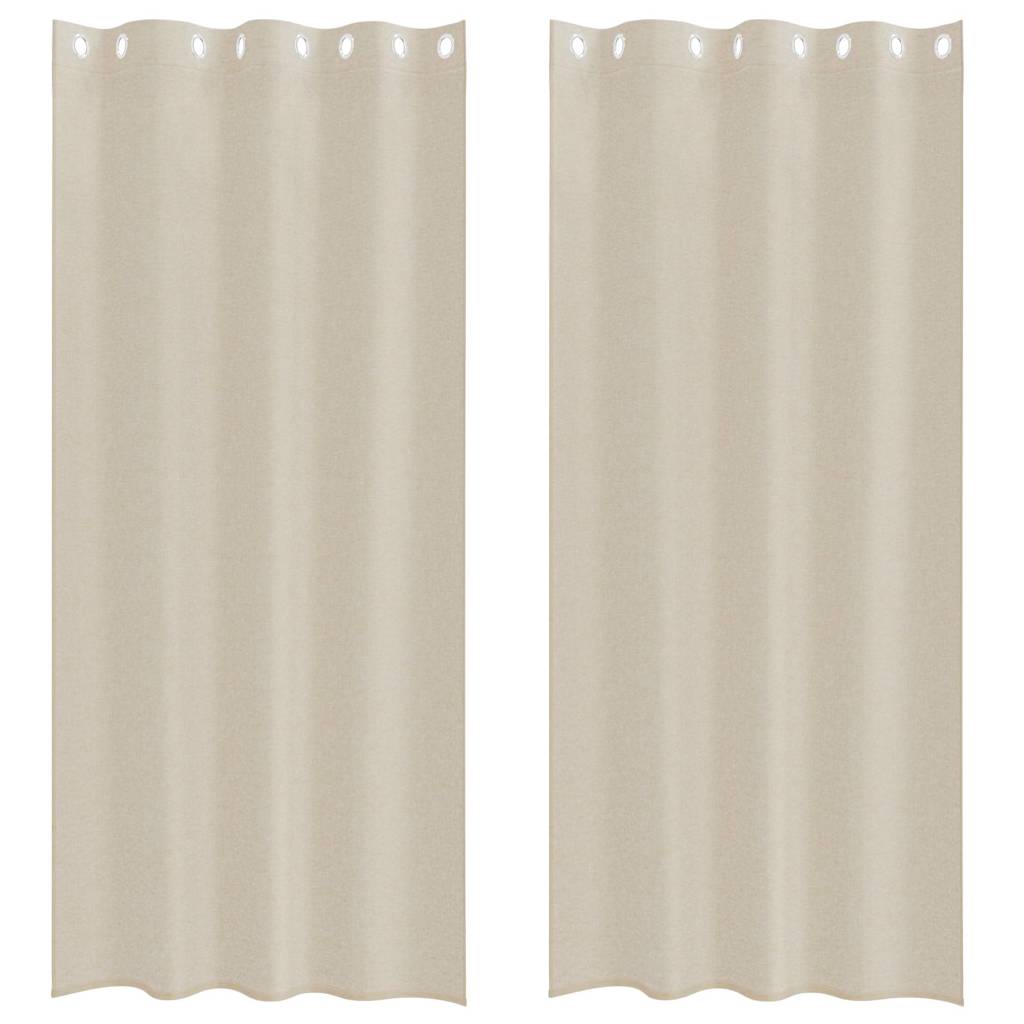 Vidaxl Voile-Vorhang mit Vorhängen 2 Stück Sand 245 x 140 cm Polyester