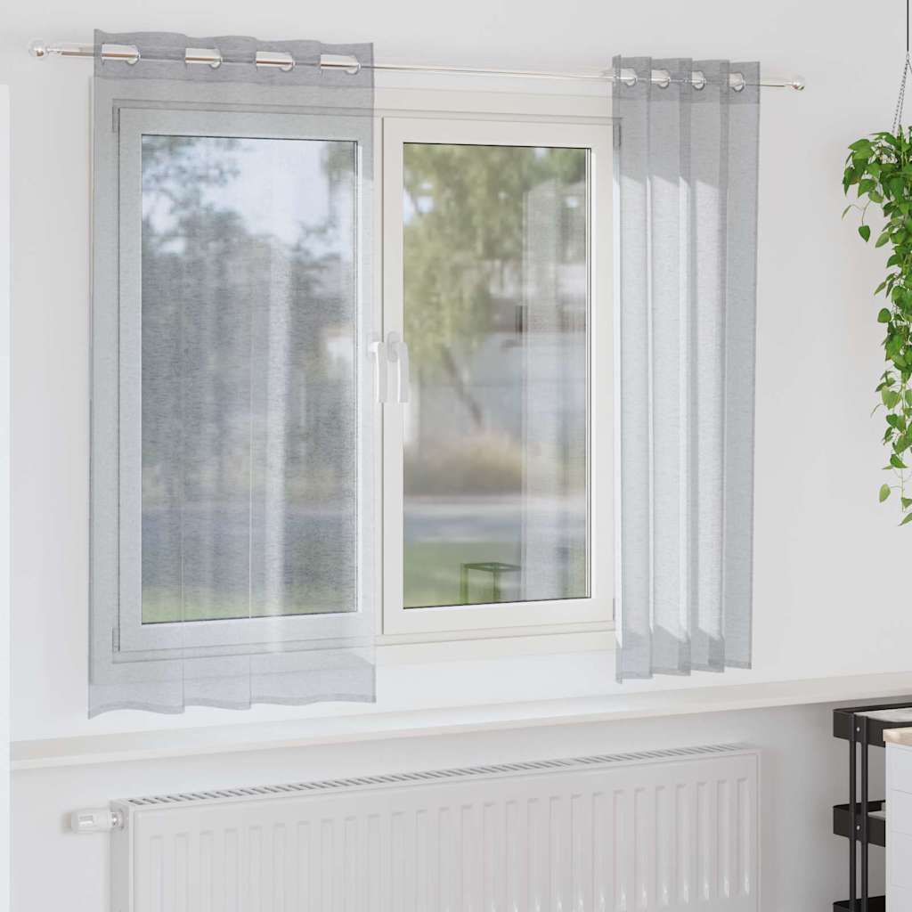 Vidaxx Voile-Vorhang 2 Stück dunkelgrau 175 x 140 cm Polyester