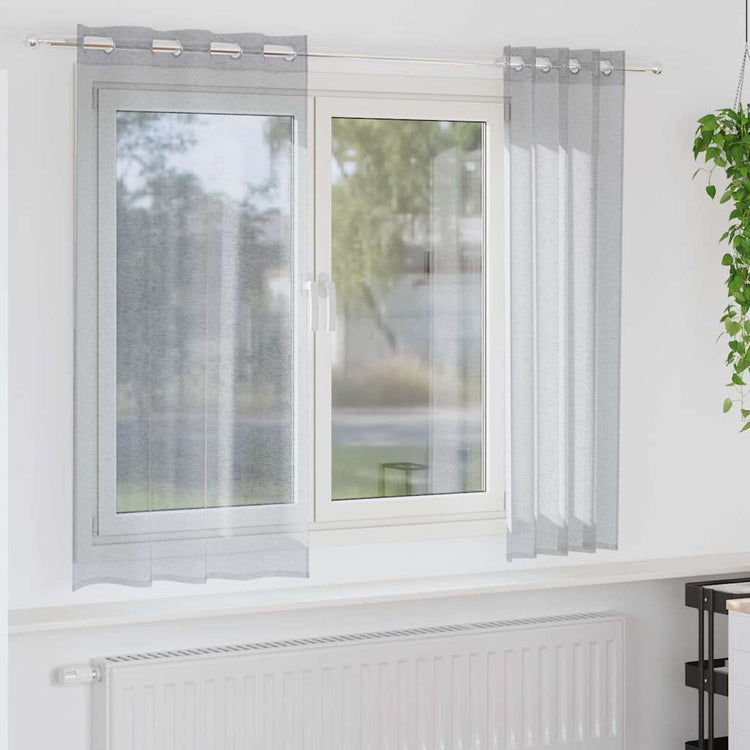 Vidaxx Voile-Vorhang 2 Stück dunkelgrau 175 x 140 cm Polyester