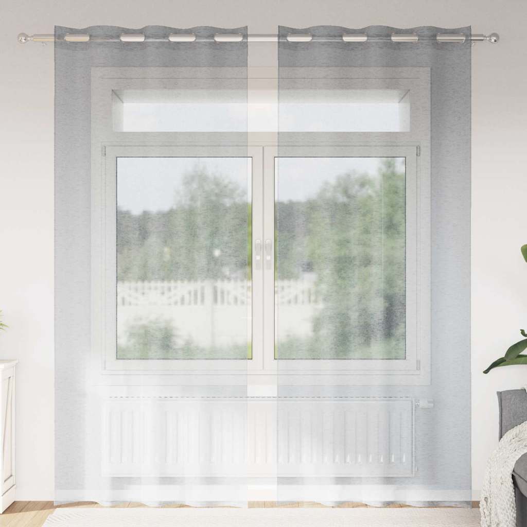 Vidaxx Voile-Vorhang 2 Stück dunkelgrau 260 x 140 cm Polyester