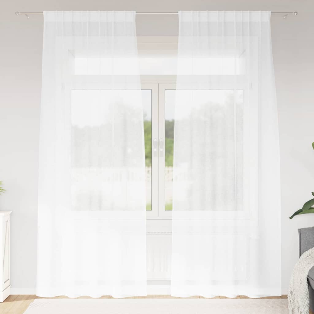 Vidaxl Voile-Vorhang mit Vorhängen, 2 Stück, weiß, 245 x 140 cm, Polyester