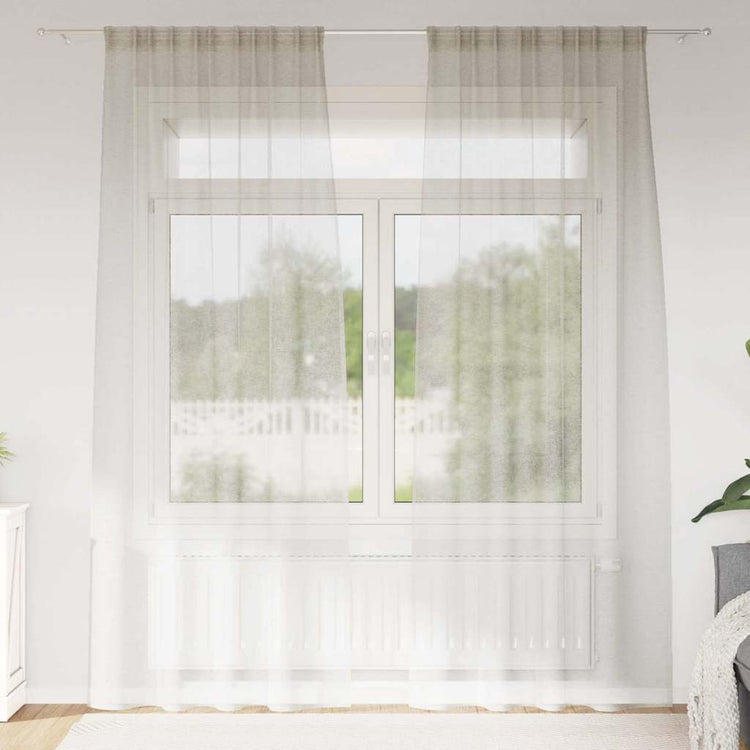 Vidaxl Voile-Vorhang mit Vorhängen, 2 Stück, Creme, 245 x 140 cm, Polyester
