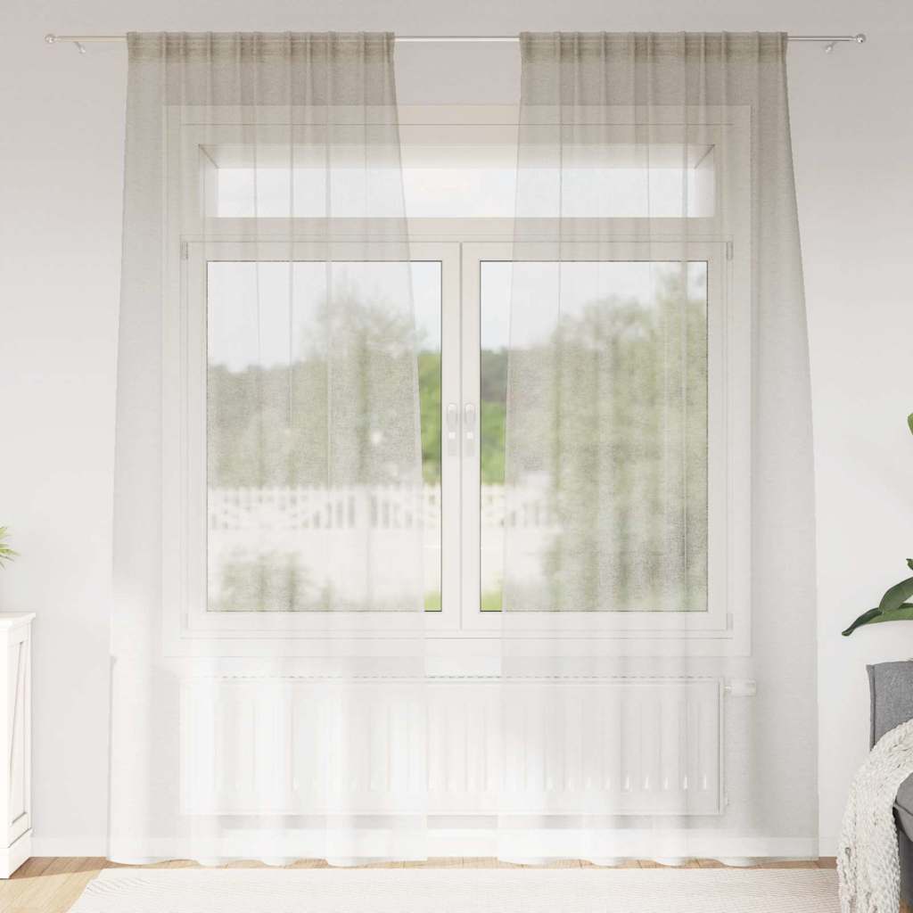 Vidaxl Voile-Vorhang mit Vorhängen, 2 Stück, Creme, 260 x 140 cm, Polyester