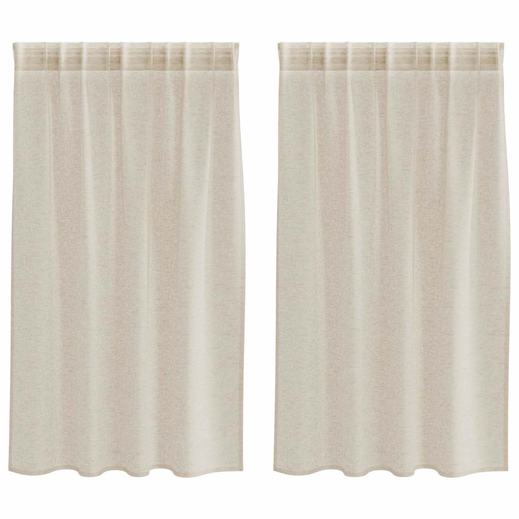 Vidaxl Voile-Vorhang mit Vorhängen 2 Stück Sand 140 x 140 cm Polyester
