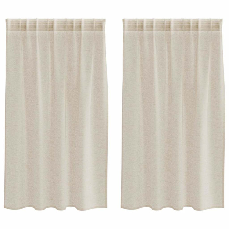 Vidaxl Voile-Vorhang mit Vorhängen 2 Stück Sand 140 x 140 cm Polyester